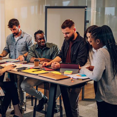 Colleagues working in a conference room