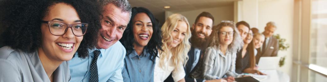 A group of volunteers smiling.