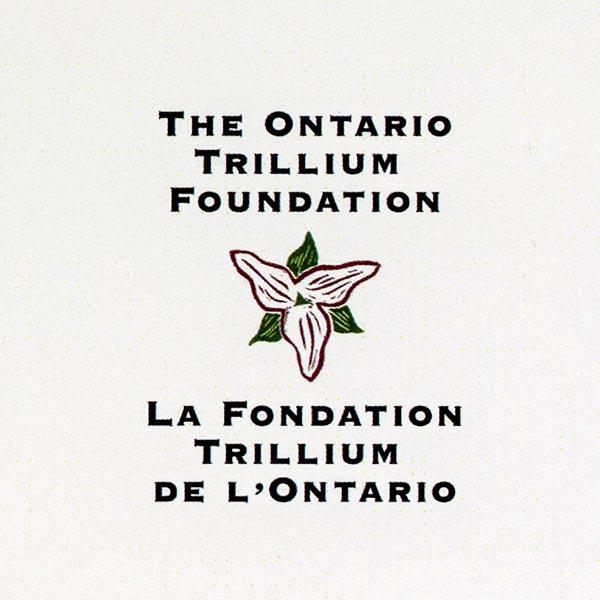 Ancien logo de la Fondation Trillium de l’Ontario utilisé entre 1994 et 2011. Il s’agit du concept artistique d’une fleur de trille blanche et verte, avec l’inscription The Ontario Trillium Foundation au-dessus, et La Fondation Trillium de l’Ontario au-dessous.